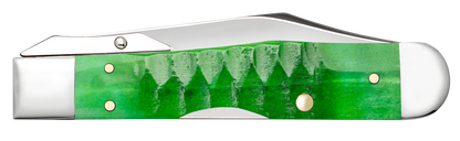 W.R. Case XX Knives Cheetah Cub Gator Jig Bright Green Bone 11446 Stainless Pocket Knife