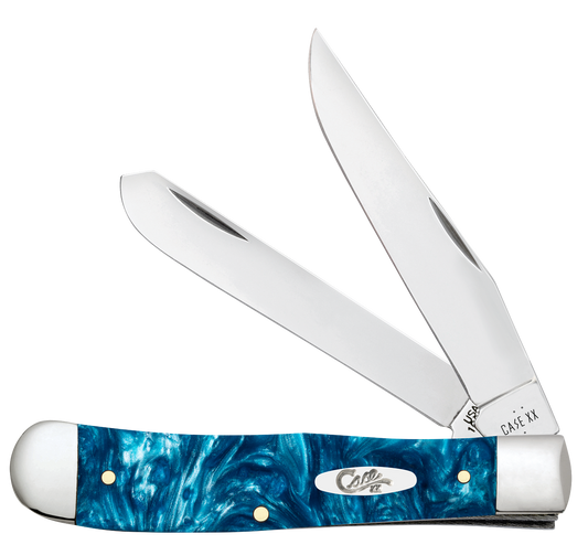 W.R. Case XX Knives Trapper Teal Swirl Kirinite 12290 Stainless Pocket Knife