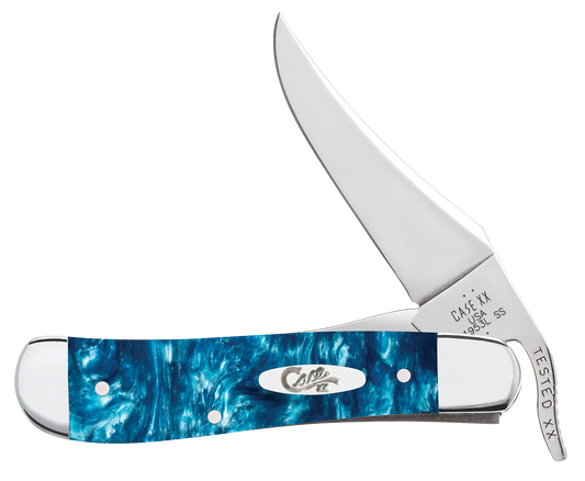 W.R. Case XX Knives Russlock Teal Swirl Kirinite 12292 Stainless Pocket Knife