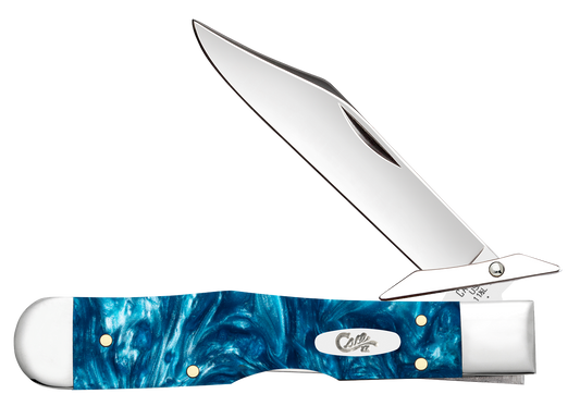W.R. Case XX Knives Cheetah Cub Teal Swirl Kirinite 12296 Stainless Pocket Knife