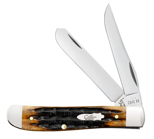 W.R. Case XX Knives Mini Trapper Kinfolks Jig Molasses Bone 12771 Stainless Pocket Knife