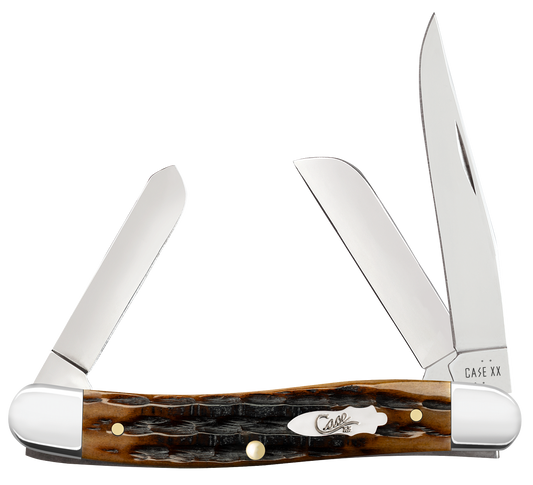 W.R. Case XX Knives Medium Stockman Kinfolks Jig Molasses Bone 12772 Stainless Pocket Knife