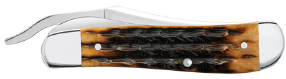 W.R. Case XX Knives Russlock Kinfolks Jig Molasses Bone 12773 Stainless Pocket Knife