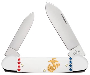 W.R. Case XX Knives USMC Canoe 13205 Smooth White Delrin Stainless Steel Pocket Knife