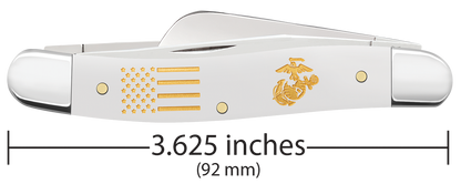 W.R. Case XX Knives Stockman U.S. Marines White Synthetic 13212 Stainless Pocket Knife