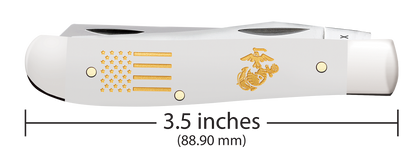 W.R. Case XX Knives Mini Trapper U.S. Marines White Synthetic 13213 Stainless Pocket Knife