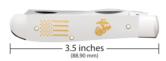 W.R. Case XX Knives Mini Trapper U.S. Marines White Synthetic 13213 Stainless Pocket Knife