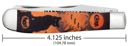 W.R. Case XX Knives Trapper Orange Black Cat Halloween 13365 Stainless Pocket Knife