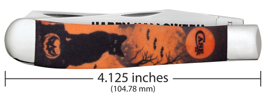W.R. Case XX Knives Trapper Orange Black Cat Halloween 13365 Stainless Pocket Knife