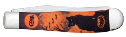 W.R. Case XX Knives Trapper Orange Black Cat Halloween 13365 Stainless Pocket Knife
