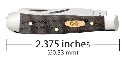 W.R. Case XX Knives Tiny Trapper Black Curly Oak Wood 14012 Stainless Pocket Knife
