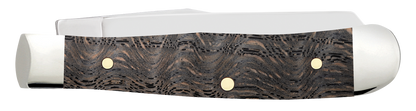 W.R. Case XX Knives Tiny Trapper Black Curly Oak Wood 14012 Stainless Pocket Knife