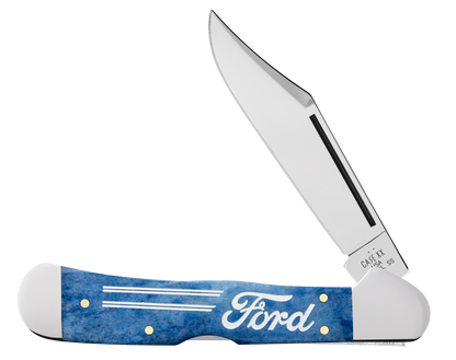 W.R. Case XX Knives Copperlock Ford Motors Navy Blue Bone 14347 Stainless Pocket Knife