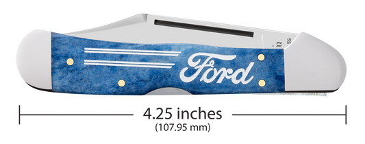 W.R. Case XX Knives Copperlock Ford Motors Navy Blue Bone 14347 Stainless Pocket Knife