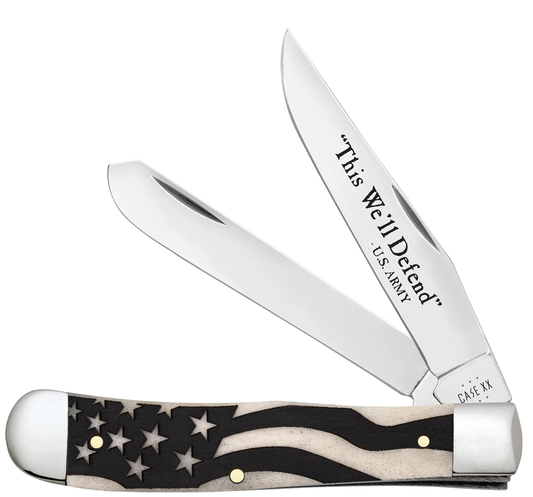 W.R. Case XX Knives U.S. Army Trapper 15053 Smooth Natural Bone Stainless Steel Pocket Knife