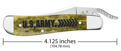 W.R. Case XX Knives Russlock U.S. Army Olive Green Bone 15058 Pocket Knife