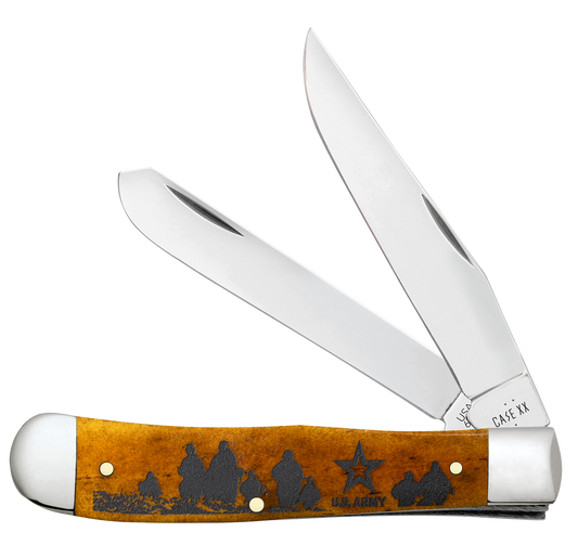 W.R. Case XX Knives Trapper U.S. Army Antique Bone 15063 Stainless