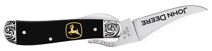 W.R. Case XX Knives John Deere Russlock 15788 Smooth Black Delrin Stainless Steel Pocket Knife