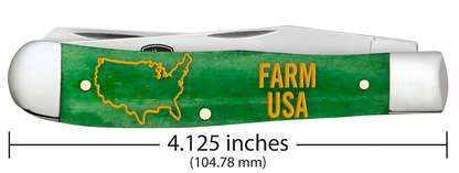 W.R. Case XX Knives Trapper John Deere FARM USA Green Bone 15794 Pocket Knife
