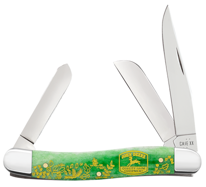 W.R. Case XX Knives Medium Stockman John Deere Bright Green Bone 15801 Stainless Pocket Knife