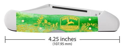 W.R. Case XX Knives Copperlock John Deere Bright Green Bone 15802 Stainless Pocket Knife