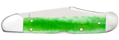 W.R. Case XX Knives Copperlock John Deere Bright Green Bone 15802 Stainless Pocket Knife