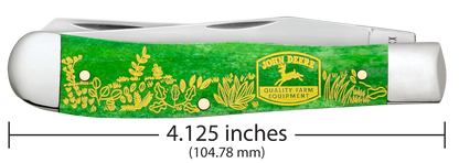 W.R. Case XX Knives Trapper John Deere Bright Green Bone 15803 Stainless Pocket Knife