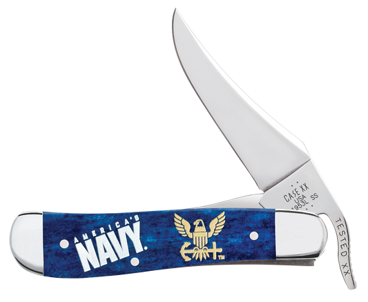 W.R. Case XX Knives Russlock U.S. Navy Blue Bone 17730 Stainless Pocket Knife
