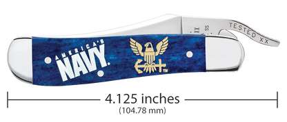 W.R. Case XX Knives Russlock U.S. Navy Blue Bone 17730 Stainless Pocket Knife