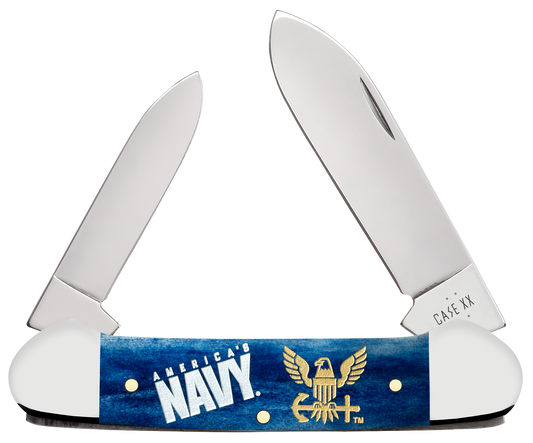 W.R. Case XX Knives Canoe America's Navy Blue Bone 17731 Stainless Pocket Knife