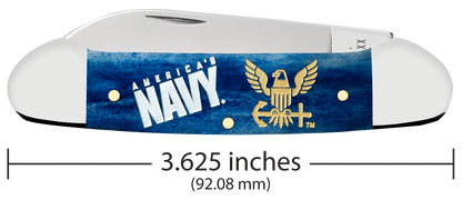 W.R. Case XX Knives Canoe America's Navy Blue Bone 17731 Stainless Pocket Knife