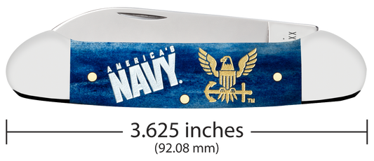 W.R. Case XX Knives Canoe America's Navy Blue Bone 17731 Stainless Pocket Knife