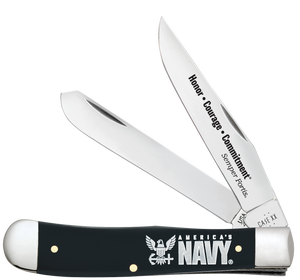 W.R. Case XX Knives Trapper U.S. Navy Black Synthetic 17733 Stainless Pocket Knife