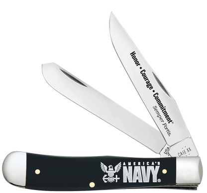 W.R. Case XX Knives Trapper U.S. Navy Black Synthetic 17733 Stainless Pocket Knife