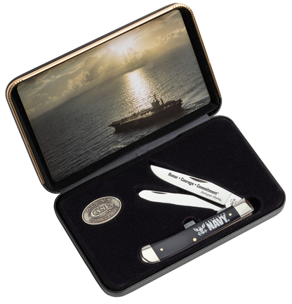 W.R. Case XX Knives Trapper U.S. Navy Black Synthetic 17733 Stainless Pocket Knife