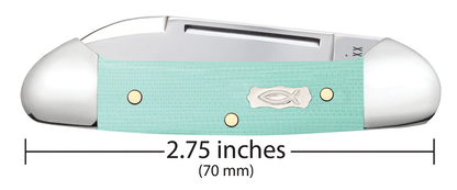 W.R. Case XX Knives Butterbean Ichthus Seafoam Green G10 18107 Stainless Pocket Knife