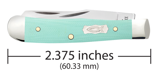 W.R. Case XX Knives Tiny Trapper Ichthus Seafoam Green G-10 18110 Stainless Pocket Knife