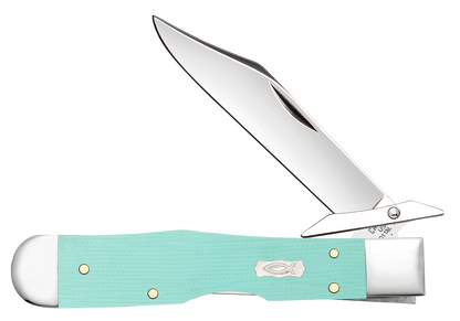 W.R. Case XX Knives Cheetah Cub Ichthus Seafoam Green G-10 18112 Stainless Pocket Knife