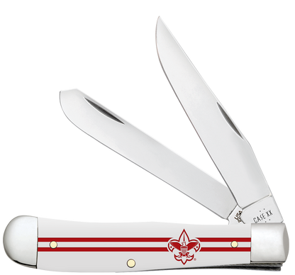 W.R. Case XX Knives Trapper Scouting America White Synthetic 18141 Pocket Knife