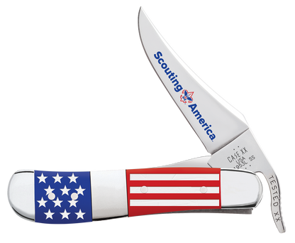 W.R. Case XX Knives Russlock Scouting America Red & Blue Synthetic 18144 Stainless Pocket Knife
