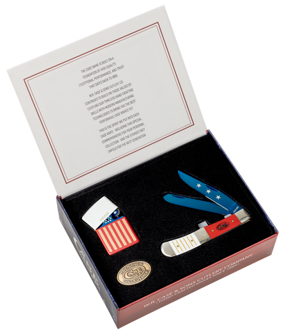 W.R. Case XX Knives Trapper and Lighter Gift Set America 250 25000 Stainless 1/500 Pocket Knife Set