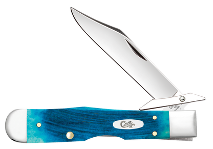 W.R. Case XX Knives Cheetah Cub Sawcut Caribbean Blue Bone 25578 Stainless Pocket Knife