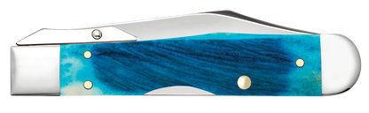 W.R. Case XX Knives Cheetah Cub Sawcut Caribbean Blue Bone 25578 Stainless Pocket Knife