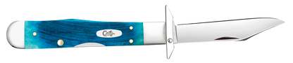 W.R. Case XX Knives Cheetah Cub Sawcut Caribbean Blue Bone 25578 Stainless Pocket Knife