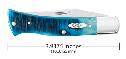 W.R. Case XX Knives Axe Handle Sawcut Caribbean Blue Bone 25580 Stainless Pocket Knife