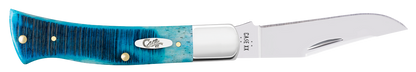 W.R. Case XX Knives Axe Handle Sawcut Caribbean Blue Bone 25580 Stainless Pocket Knife