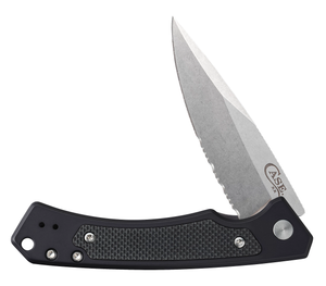 W.R. Case XX Knives Marilla Frame Lock 25878 Black Aluminum S35VN Stainless Serrated Pocket Knife