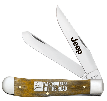 W.R. Case XX Knives Trapper Jeep Olive Green Bone 27022 Stainless Pocket Knife
