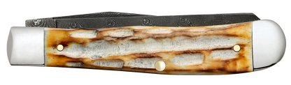 W.R. Case XX Knives Trapper Jigged Burnt Natural Bone 27230 Damascus Pocket Knife