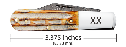W.R. Case XX Knives Barlow Jigged Burnt Natural Bone 27232 Damascus Pocket Knife